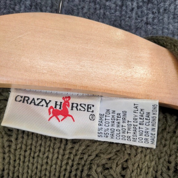 Crazy Horse Women's Button Front Cable Knit Cardigan Sweater Green XL V-Neck - Picture 8 of 11